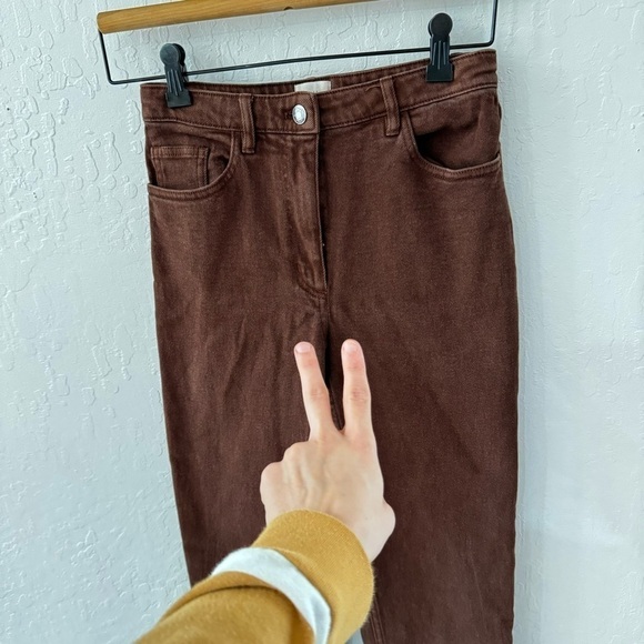 Aritzia Wilfred Free Chocolate Brown Straight Leg High Rise Denim Jean 4 - Picture 6 of 15